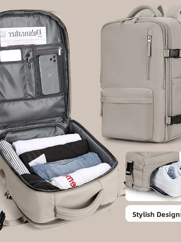 business-travel-backpack-large-capacity-computer-bag-short-trip-men's-style-student-laptop-bag-soft-handle-silicone-material