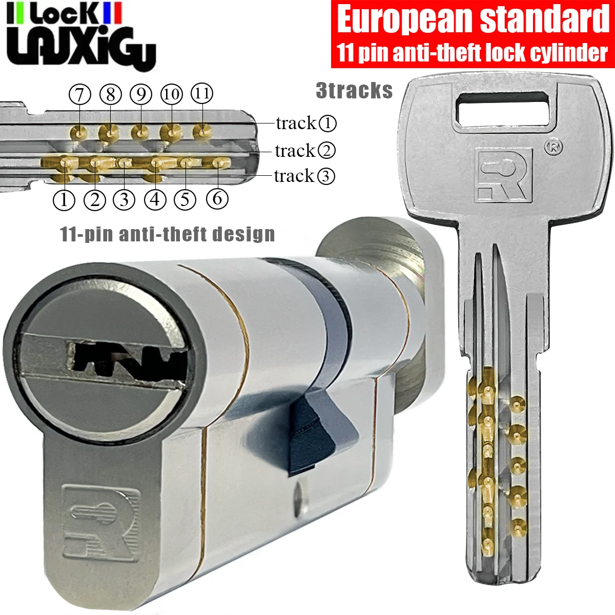 قم بتخصيص مفتاح واحد لفتح جميع أسطوانات القفل، وأسطوانات الأقفال، وأسطوانة قفل المقبض، وقفل باب المدخل، وباب الأسطوانة نفسه المفتاح