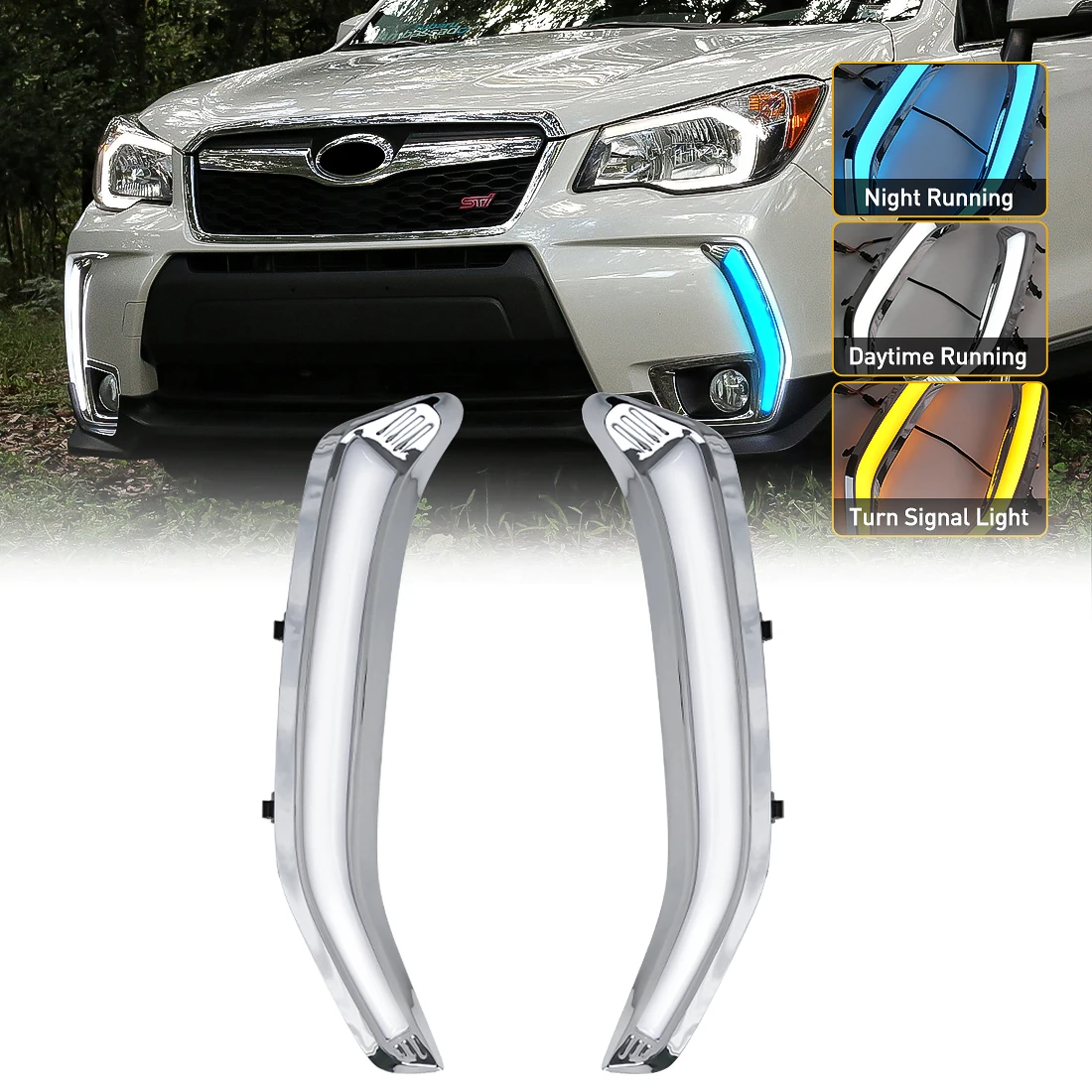 

GEFENSI DRL для Subaru Forester 2013 2014 2015, светодиодные дневные ходовые огни, автомобильные противотуманные указатели поворота, белый, желтый, синий, водонепроницаемый