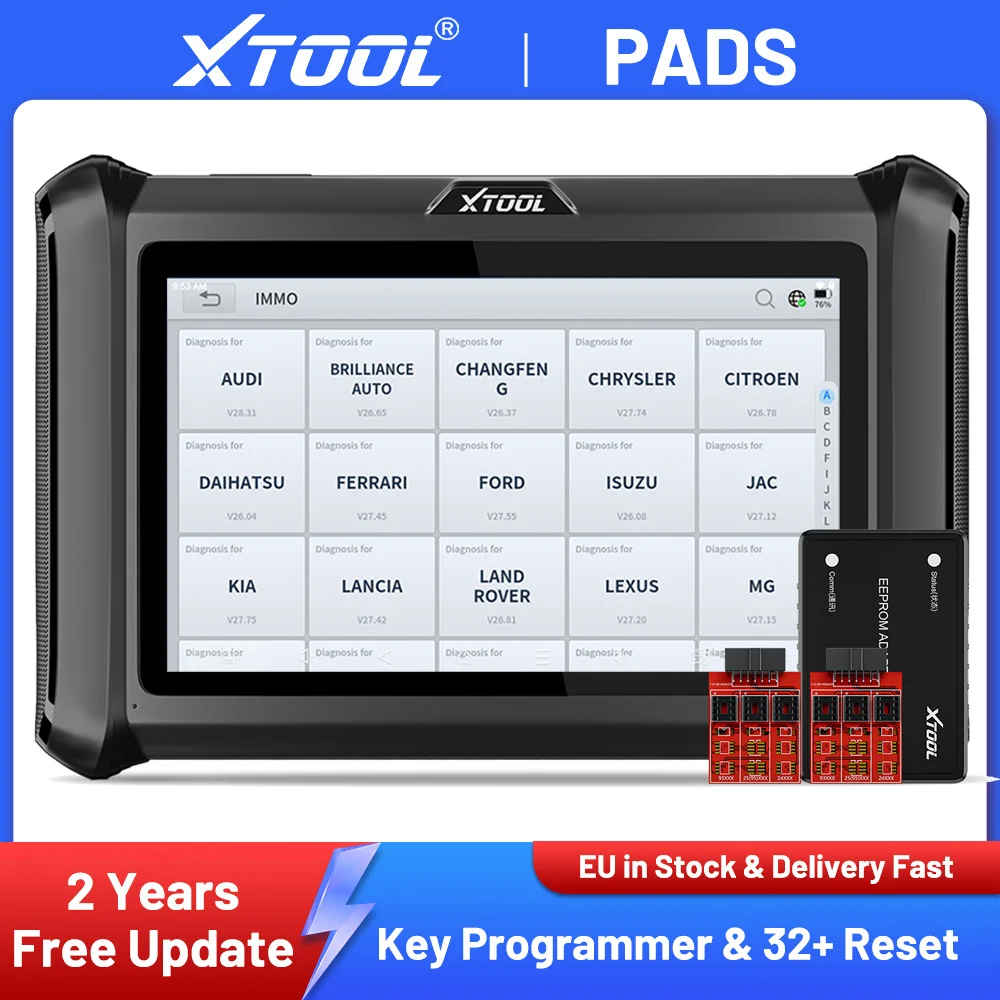 XTOOL X100 PADS IMMO : Outil de programmation de clés, outil de diagnostic toutes fonctions, scanner automobile, lecture/écriture de puces IMMO, programmation de clés intelligentes, CAN FD, DOIP, FCA, 32+ réinitialisat