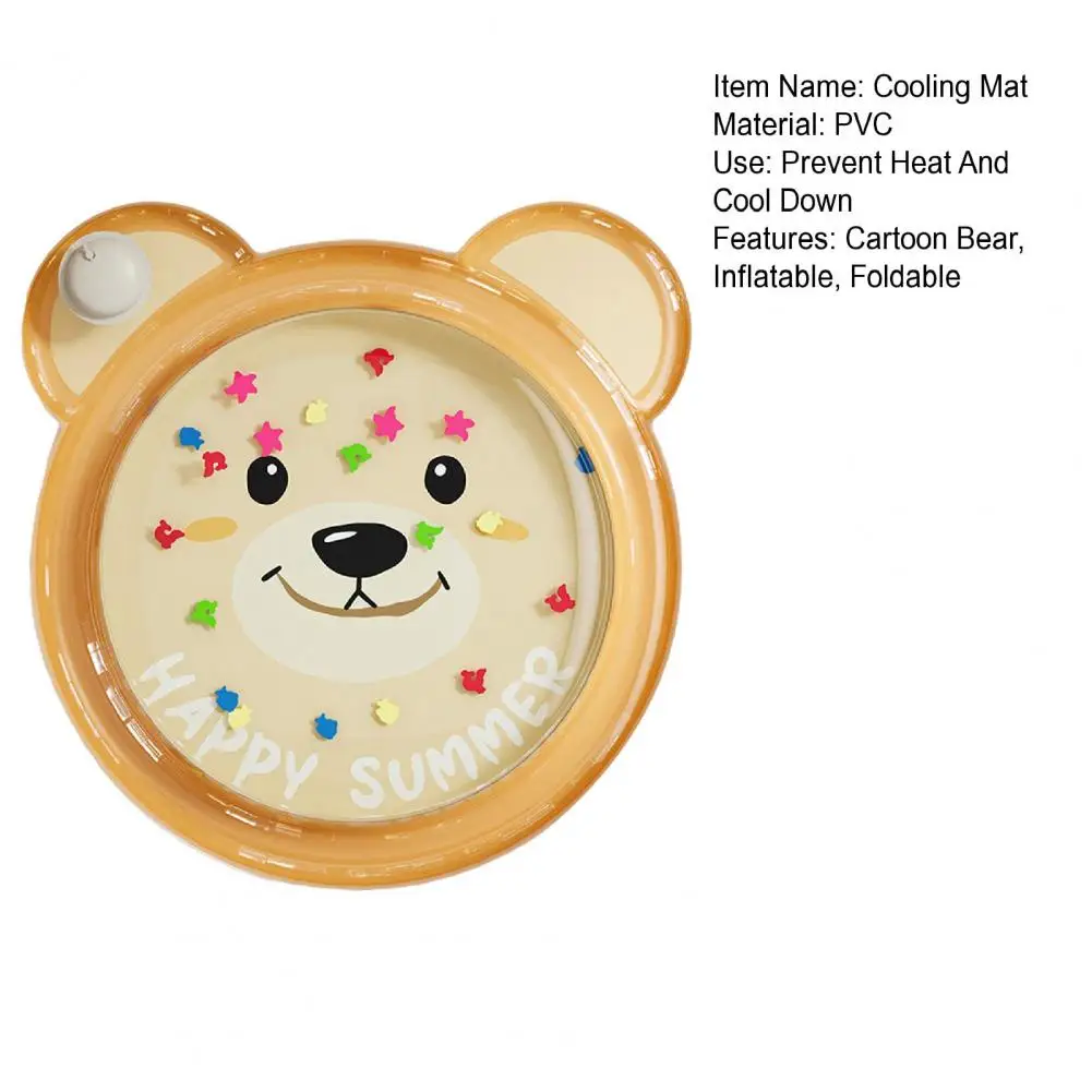 Estera de enfriamiento de 80/100/150cm, oso de dibujos animados, inflable, a prueba de fugas, almohadilla de agua de PVC, cojín plegable para el tiempo de la barriga del bebé, alfombrillas para juegos acuáticos