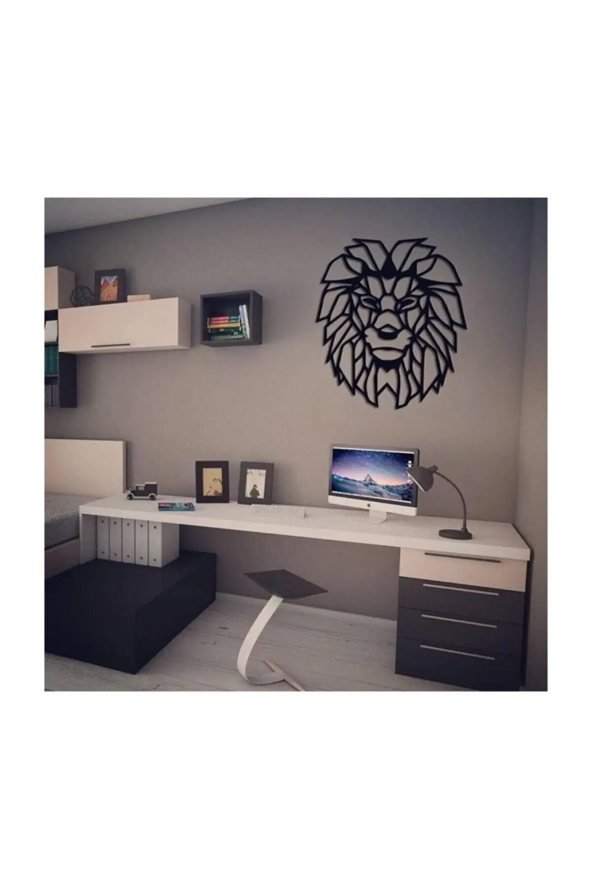 Lion Figures 3d Mdf Table wall decal ornament decor