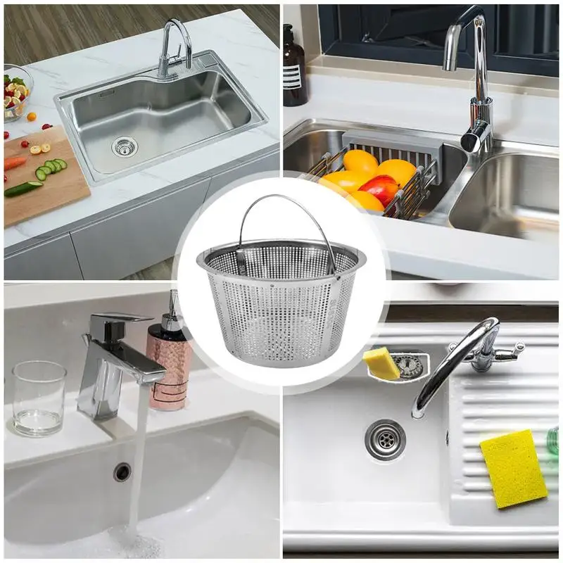 Sink Strainer With Handle Stainless Steel Sink Strainer Kitchen Sink Sink Strainer Clogging Protection Kitchen Drain Sink