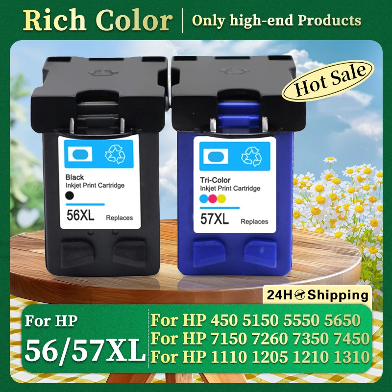 Cartucho de tinta recargable Compatible 56 57XL para impresora HP Deskjet 5150 5550 4200 1110 1205 1210 1215 1219 1315 1340 1350 2210