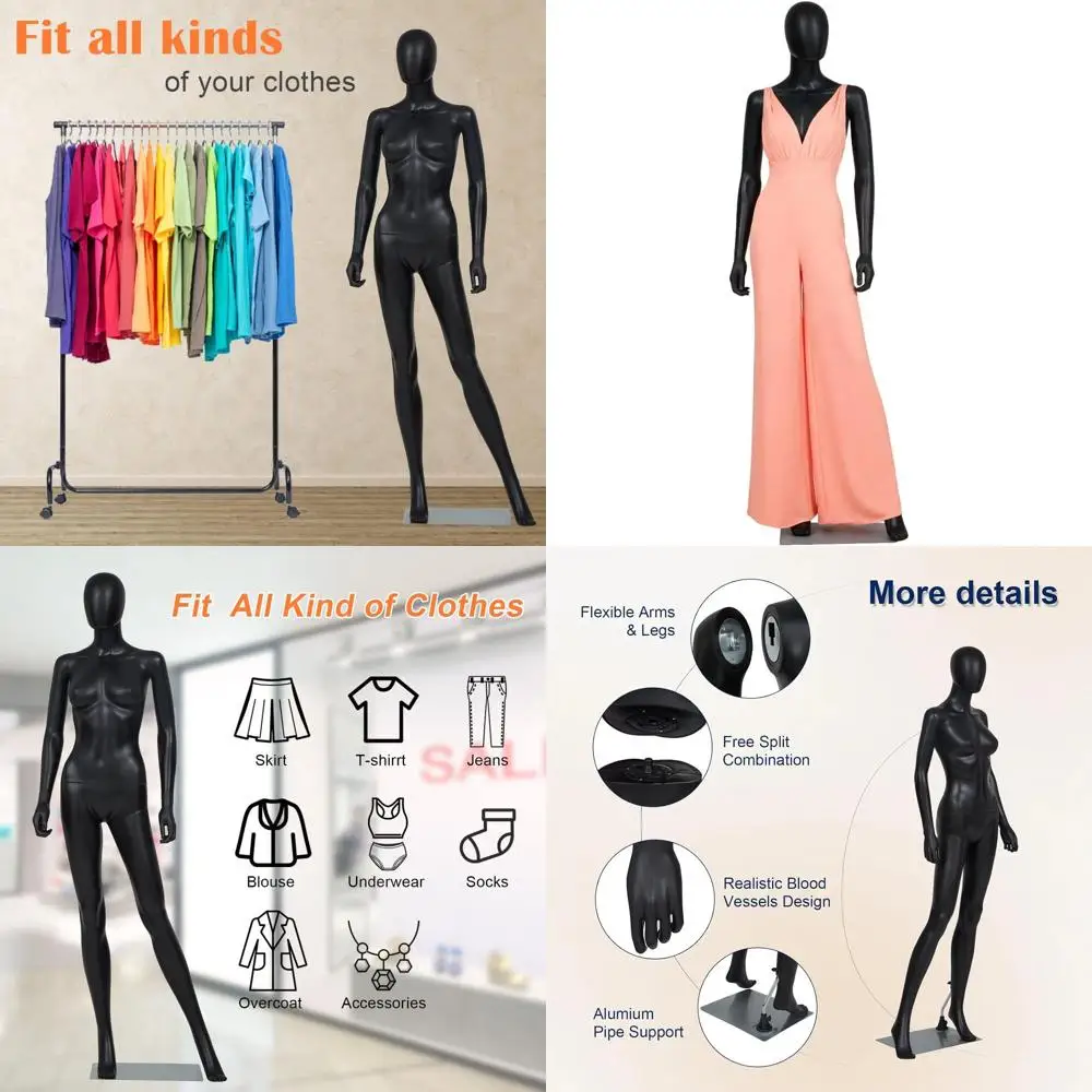 

Full Body Female Mannequin with Adjustable Metal Base Stand for Posing