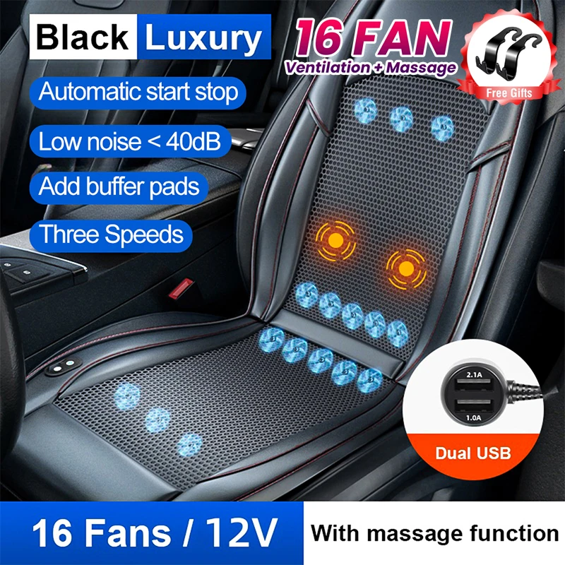 12V/24V Summer car Ventilated Cushion 24 Fans Cool And Comfortable Car Ventilated Cushion Universal Car Interior Accessories