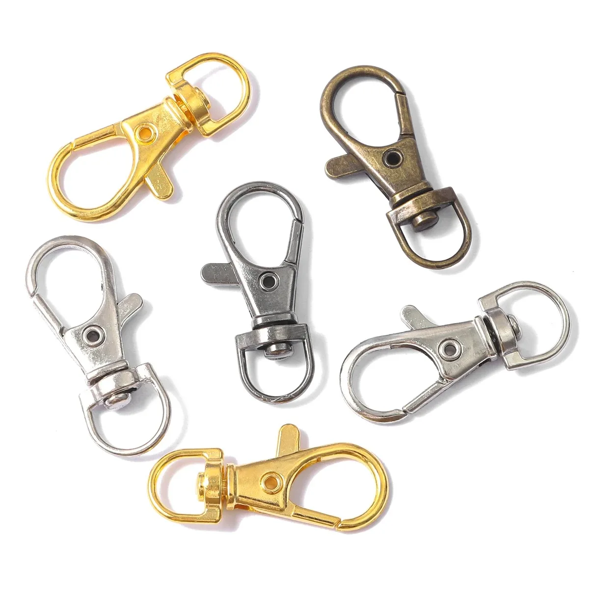 Swivel Lobster Fecho Ganchos, Split Key Ring Conector para Bag Belt, Dog Chains, DIY Jóias Acessórios, 34mm, 10Pcs por lote