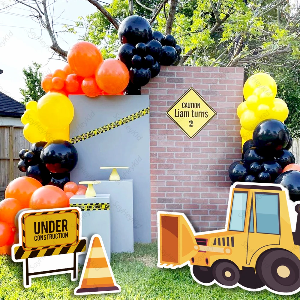 18/36 inch Construction Vehicles Decor KT Board Excavator Truck Theme Boys 1st Birthday Baby Shower Party Decor Backdrop