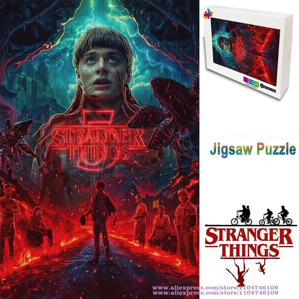 

Stranger Things Puzzle Jigsaw 108/200/300/500/1000/1500Pcs Intelligence Puzzles Christmas/birthday Gift with Printed Box