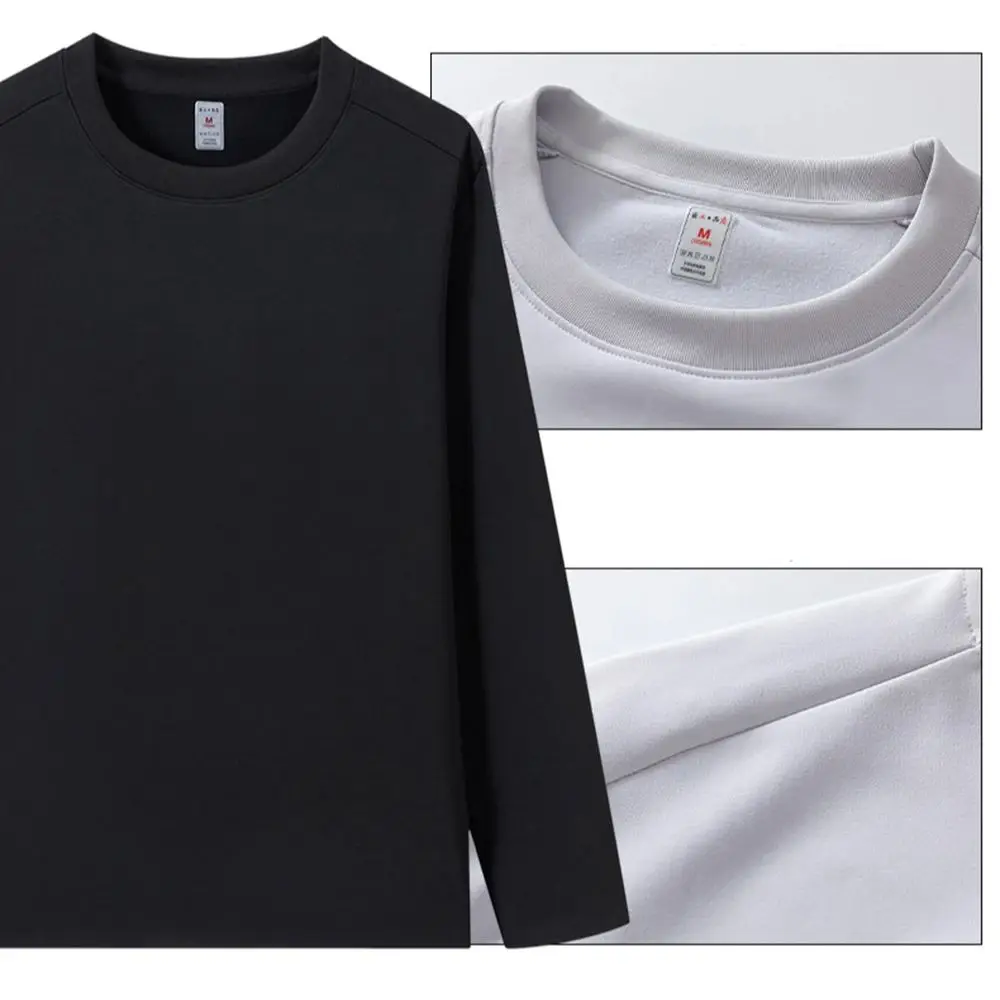 قميص طويل الأكمام برقبة دائرية للرجال لخريف وشتاء 2025 جديد كلاسيكي مريح متعدد الاستخدامات كاجوال بسيط عصري بطبقة أساسية