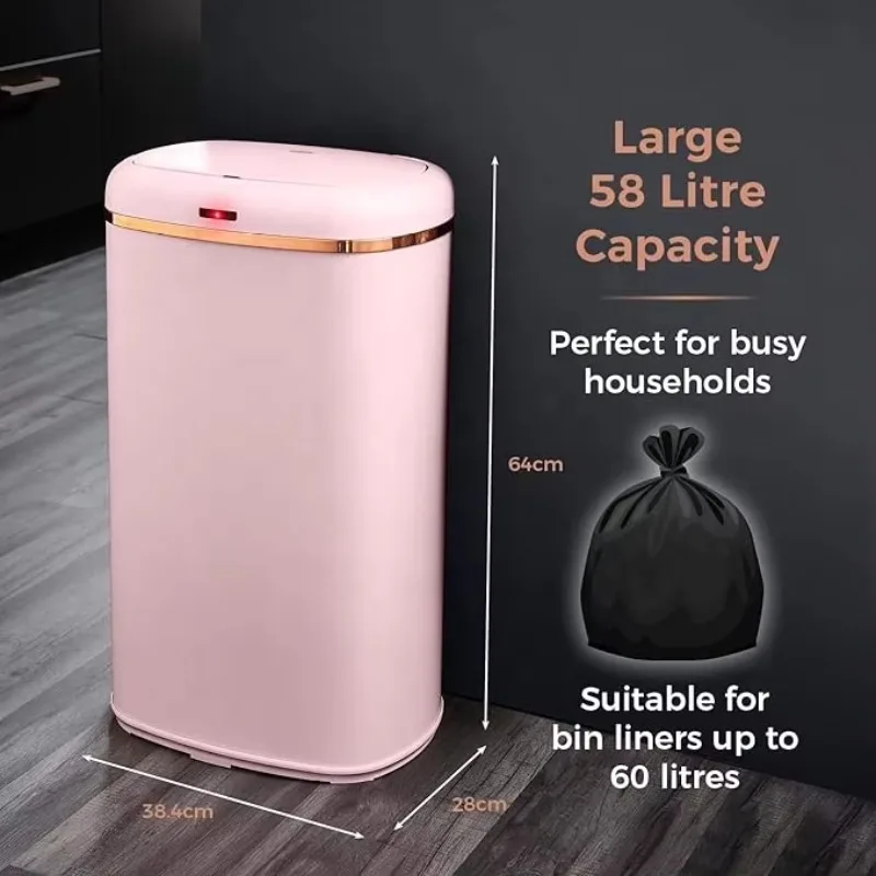 

HOT SALE Touchless Square 38/48/58/68L Trash Bin Electronic Intelligent Garbage Smart Waste Bin Automatic Sensor Trash Can
