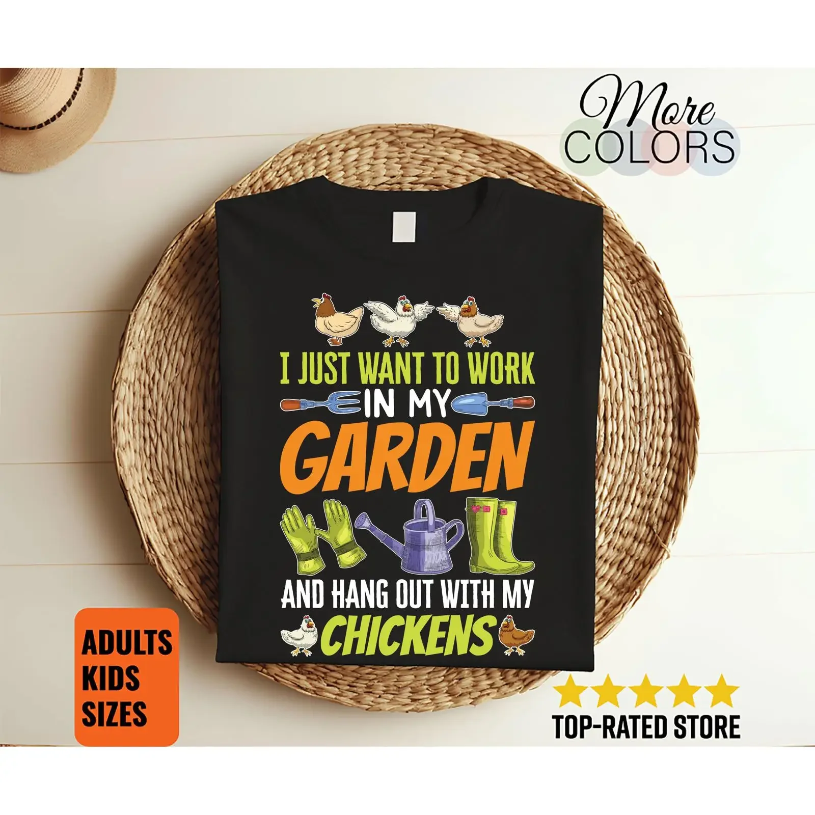 Ich möchte einfach nur in meinem Garten arbeiten und mit den Hühnern plagen. Lustiges Garten-T-Shirt im Vintage-Stil, gewaschenes Soft-Top für den Alltag.