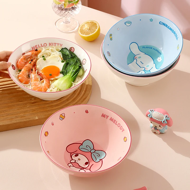 وعاء المعكرونة سانريو المنزلي من السيراميك وعاء الحساء الكبير أدوات المائدة اللطيفة على شكل رسوم متحركة وعاء ميلودي سينامورول #1