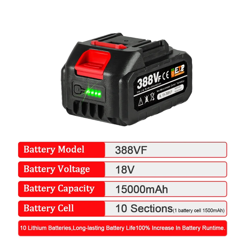 Imagem -03 - Bateria de Lítio Recarregável para Makita Ferramentas Elétricas para Motosserra 928vf 388vf 22500mah 15000mah 7500mah