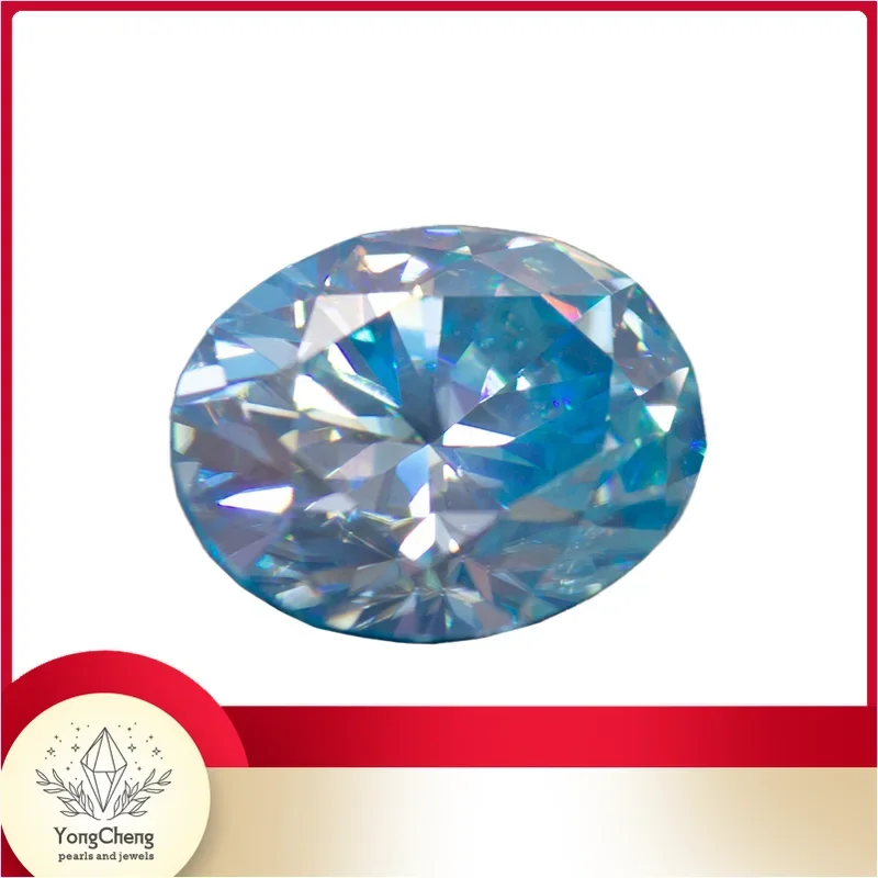 

Moissanite Stone Oval Cut Aquamarine Colour Lab Created Synthetic Gemstone Passed Diamond Tester Comes With GRA Certificate