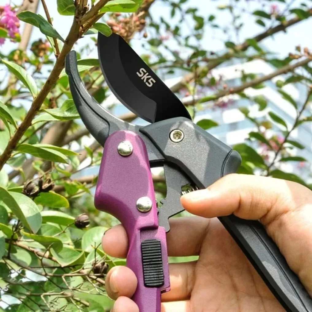 SK5 High Carbon Steel Gear Driven Scissors for Less Effort Garden Bypass Tree Rough Pruning Scissors
