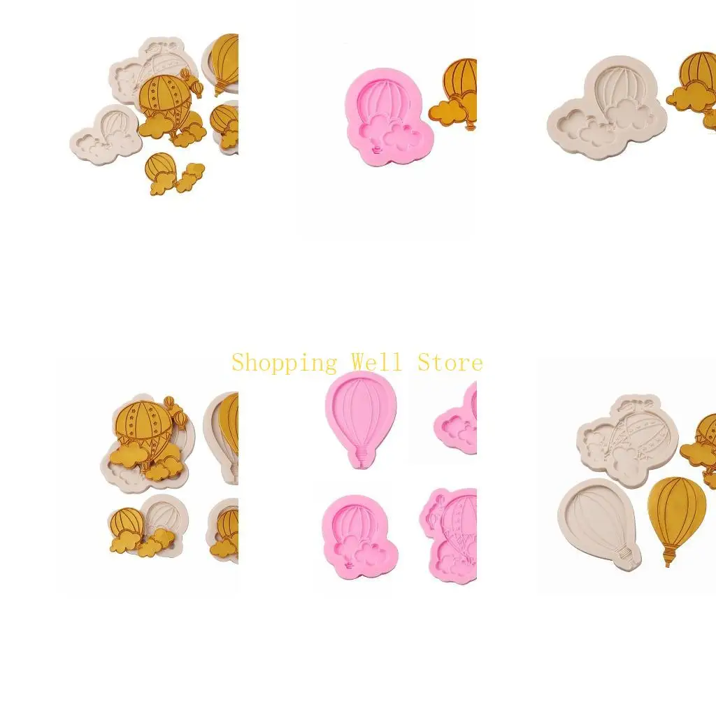

KX4B 4pcs Cloud Balloon Silicone Mold Fondant Mould Cake DIY Supplies Pastry Baking Tools Resin Ornament Handmade Soap Mold