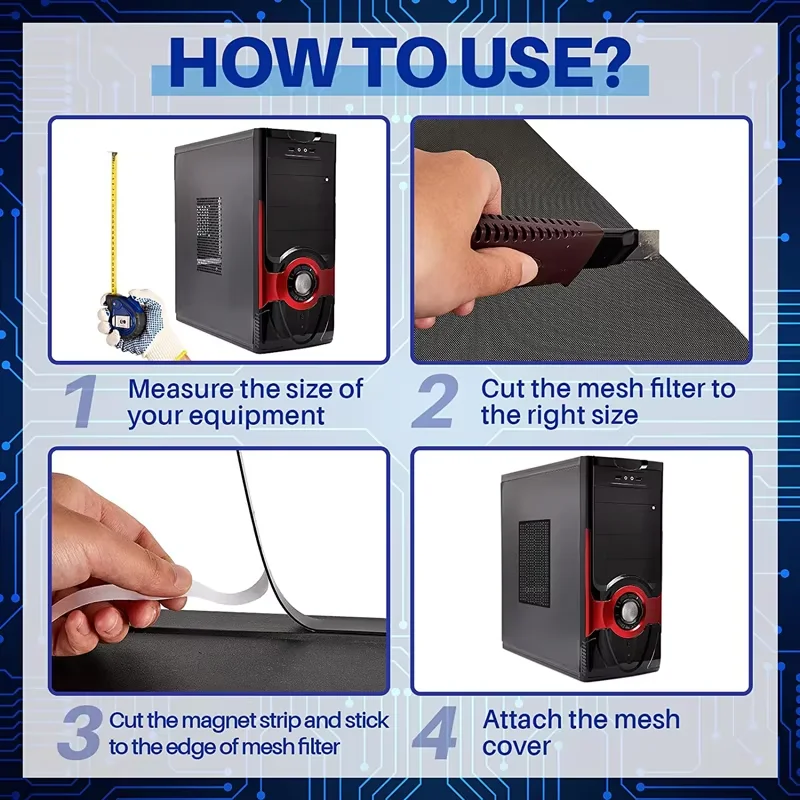 30x50 50x50cm Chassis PVC Dustproof Mesh Desktop Computer Host Side Panel Cover Cabinet Heat Dissipation and Ventilation view 6
