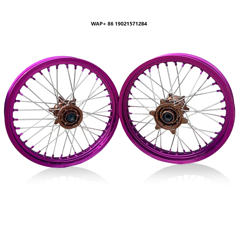 

China CNC Motorcycle Accessories 21/19/18 Inch Color Purple/Bronze Hub Wheels for Motocross Wheels Stark Varg
