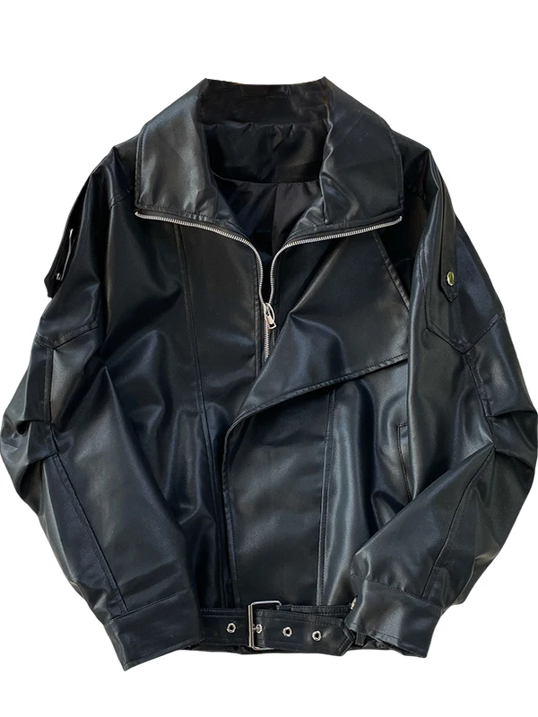 الرجعية Sle المرأة بولي Leather الجلود Jaet فضفاضة تناسب التخسيس Faionable السائق معطف القهوة اللون العصرية العلامة التجارية الخريف ملابس خارجية