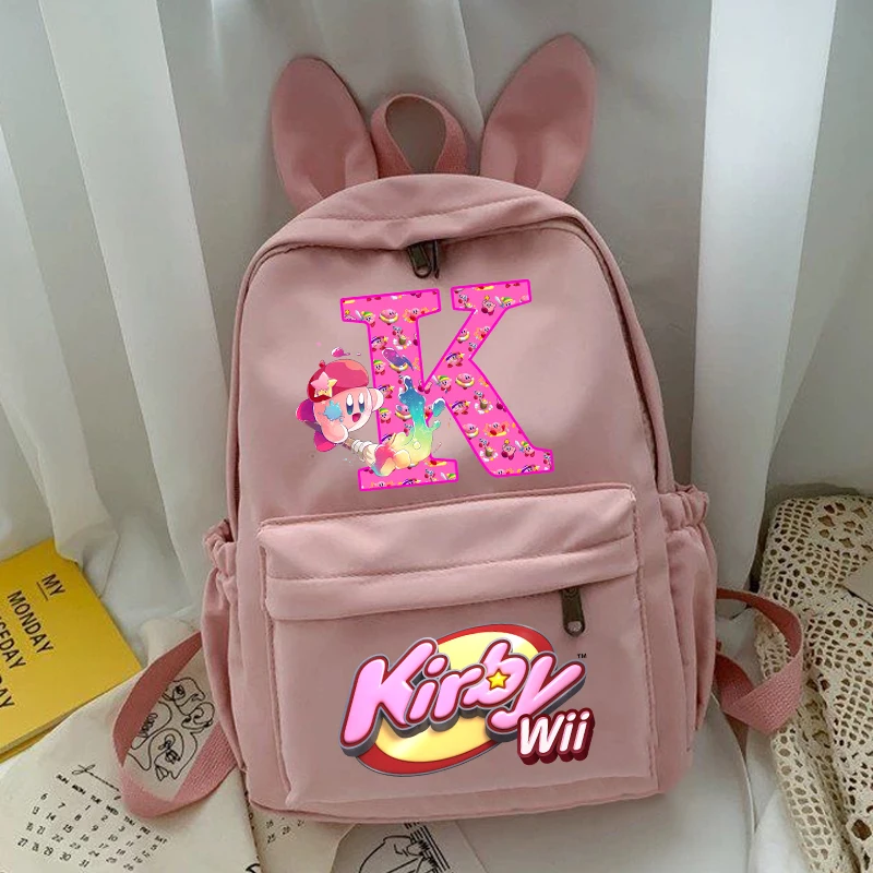 Kirbys Girls School Bag New Anime Letter A-Z Backpack Kids Educational Institution Travel Knapsack Kawaii Rucksack Children Gift