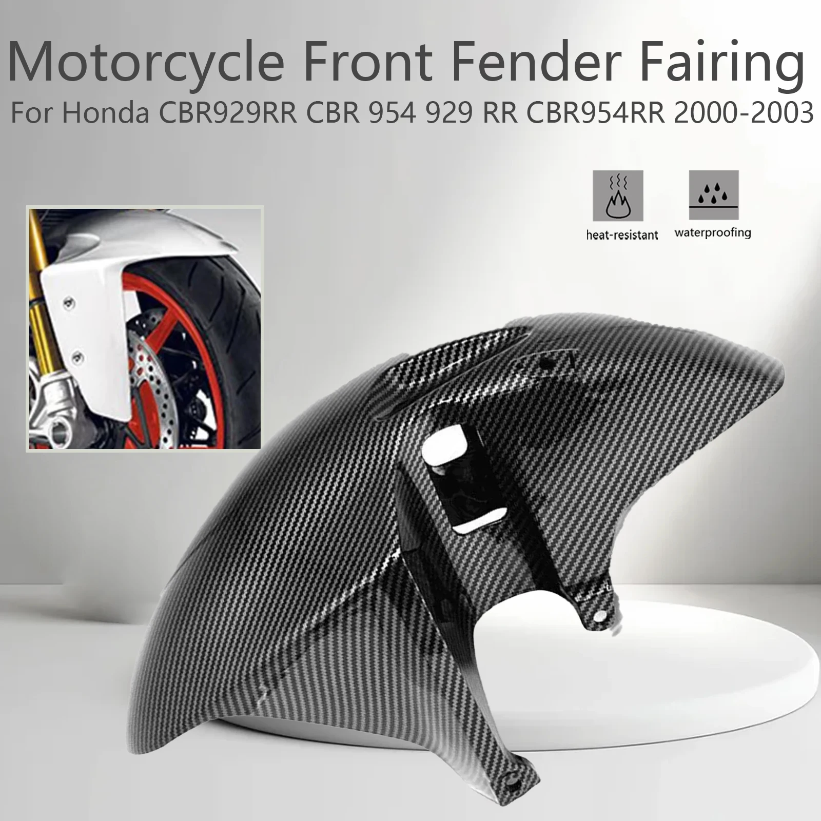 

Motorcycle ABS Fairing For Honda CBR929RR CBR 954 929 RR CBR954RR 2000-2003 Parts Carbon Front Fender Splash Accessories