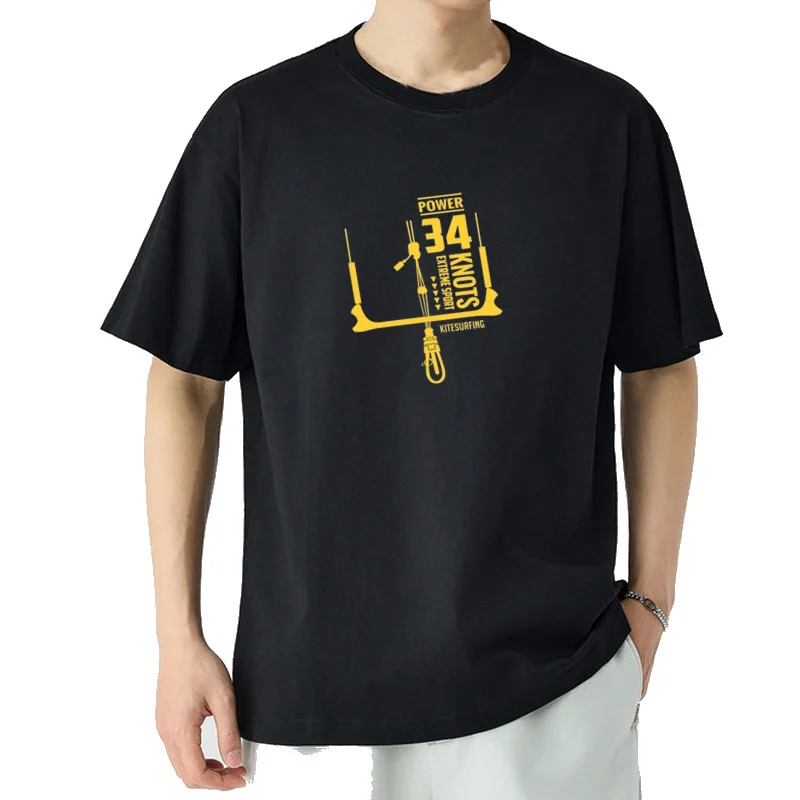 Power 34 Knots Kitesurfing Men T Shirt Popular Harajuku T-Shirt Cotton Short Sleeve Funny T-shirts Summer Fashion New tshirt