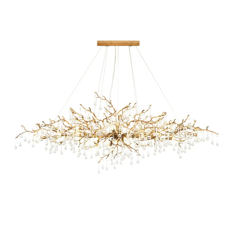 Light luxury dining room living room crystal art water drop chandelier tree chandelier