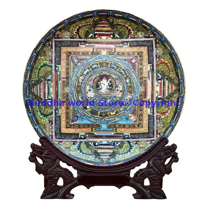 Buddhist Tibet home talisman family Altar Auspicious Thangka buddha Elysian Fields Paradise mandala decoration Porcelain statue