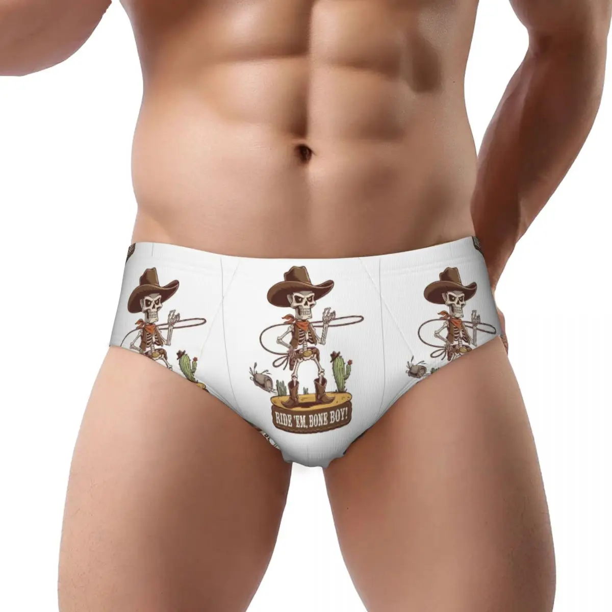 

Western Cowboy Skeleton Halloween Cowpoke Men's Triangle Panties Breathable Short Underwear for Homme Man Boyfriend Gifts