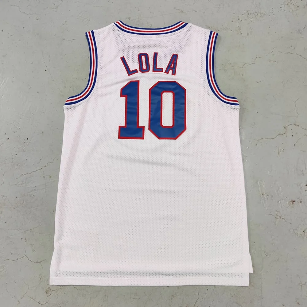 Trillest Space Jam Bugs 1 Lola 10 Murray 22 TAZ D.Duck 2 White Tune Squad Basketballtrikot Herrenbekleidung Familien-Set – Detail 10