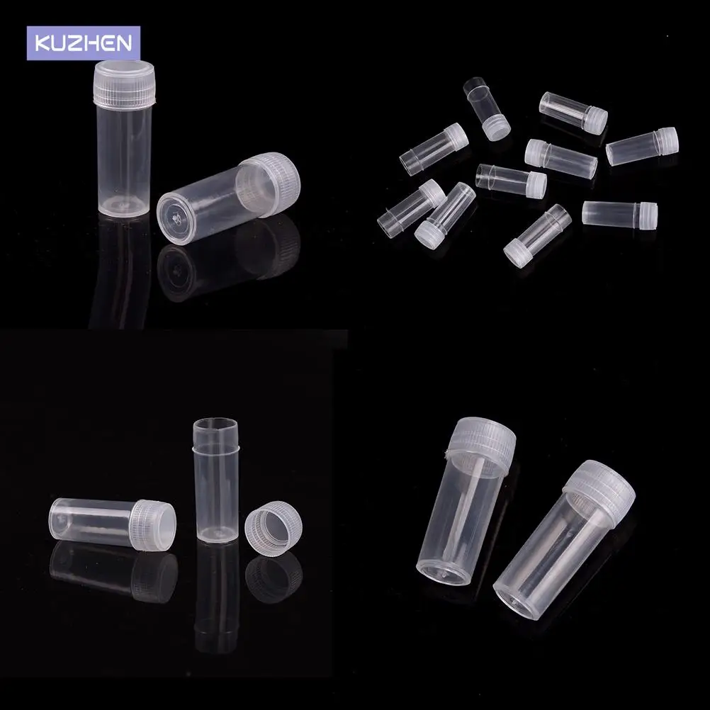 

10pcs/lot Refillable Bottles 5ml Centrifuge Plastic Test Tubes Bottles Vials Sample Containers Powder Craft with Screw Caps