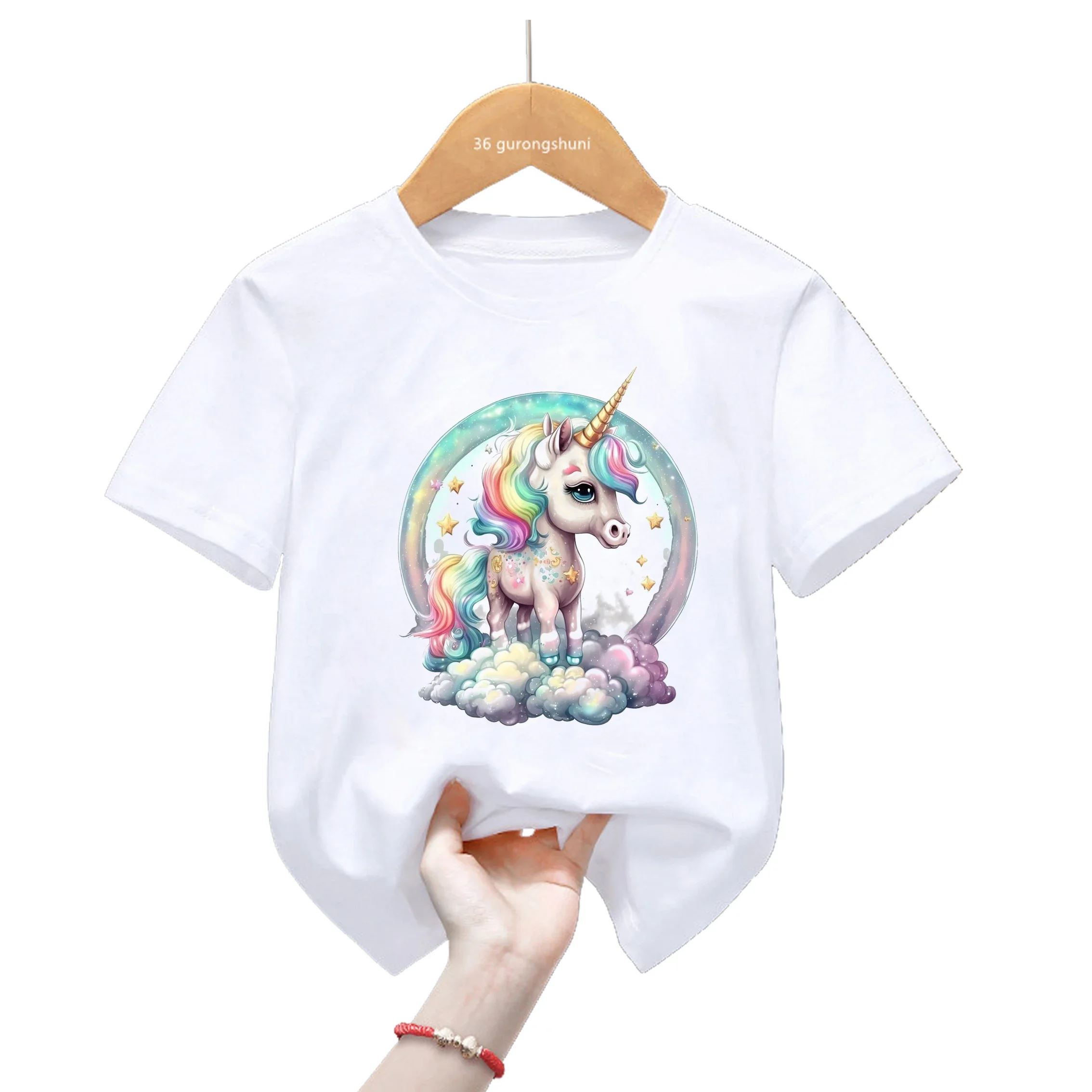 

Cute Unicorn Loves Ice Cream Print T Shirt For Girls/Boys Funny Kawaii Kids Clothes Summer Fashion Tops Tee Shirt