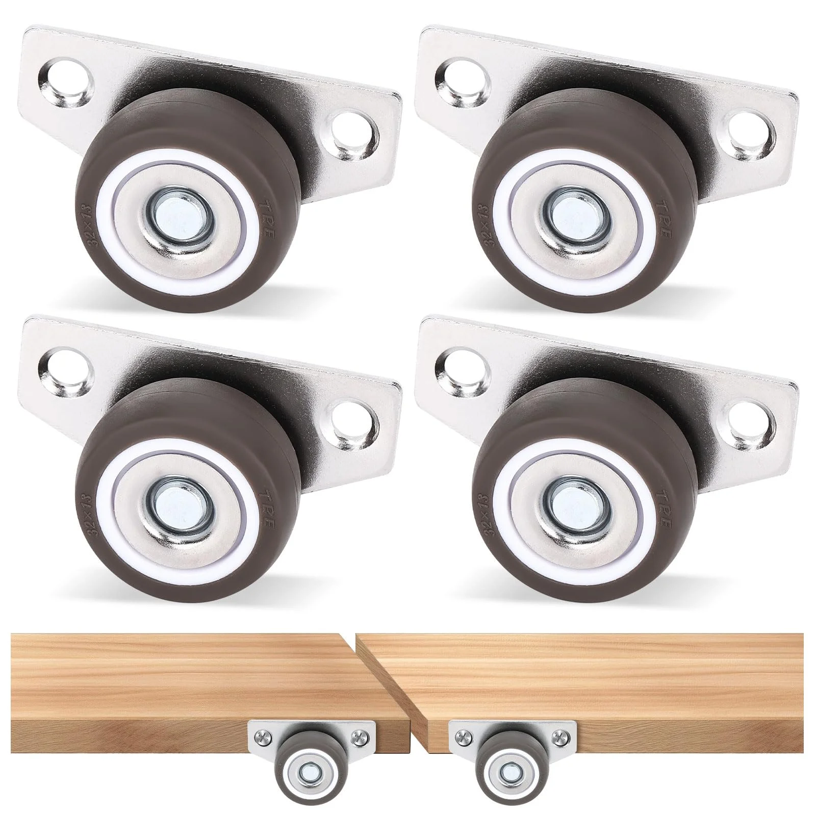 2/4PCS Mini Side Mount Caster Wheels Silent Rubber Furniture Casters Directional Cartwheels For Trolley Drawer Kitchen Cabinets