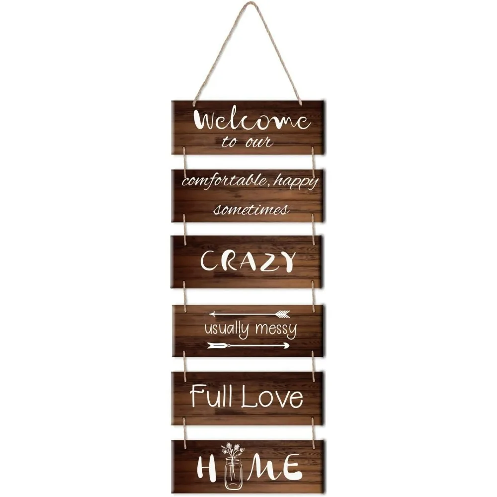 1 Set Welcome to Our Home Wooden Hanging Sign Decorative Plaque Rustic Wall-Mounted Slatted Welcome Sign Wall Art for Entryway