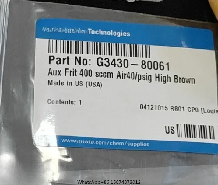 Agilent G3430-80061 G3430-80062 G3430-80063 G3430-20011 Auxiliary Frit 3.3 Sccm H2 15psig Blue For 7890 g as Chromatograph Sy