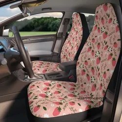 Cute Strawberry Car Seat Covers Trendy Car Seat Covers Kawaii Pink Car Accessories Pink Floral Women Front Seat Covers