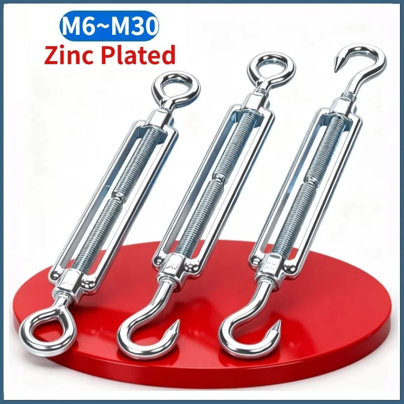 Beicai M6-M30 Zinc Plated Carbon Steel Hook And Eye Turnbuckle Rope Cable Tension Adjustable Garden Wire Tensioner