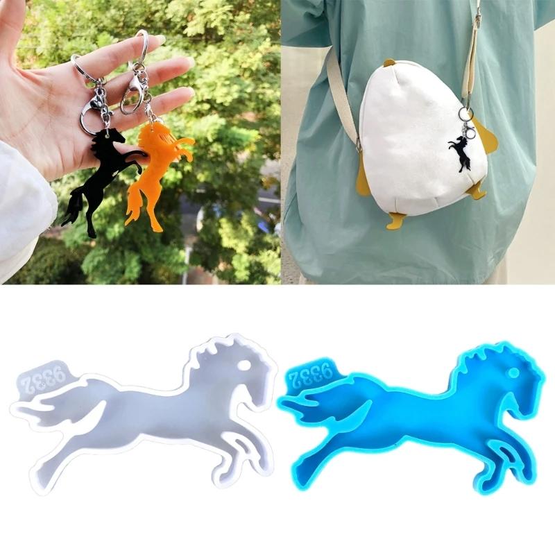 Lovely Horse Mold Safe and Non Toxic Keyring Moluld Easy to Clean Keychain Silicone Casting Mould for DIY Lovers