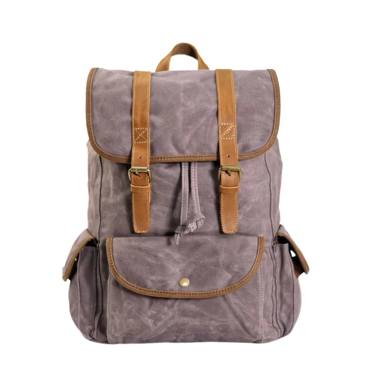 

Premium Waxed Canvas Backpack Leather Accents Large Travel Commute Bag