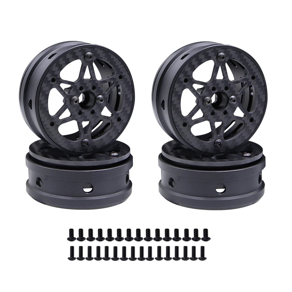 4PCS 2.2 Inch Carbon Fiber Wheels Rim For 1/10 RC Crawler LCG Cheater Rigs Building Capra SCX10 Pro TRX4 Upgrade Parts