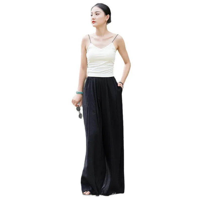 Autumn Winter Linen Women's Culottes, Flowy Wide-Leg Trousers Elongate Legs & Effortless Chic.