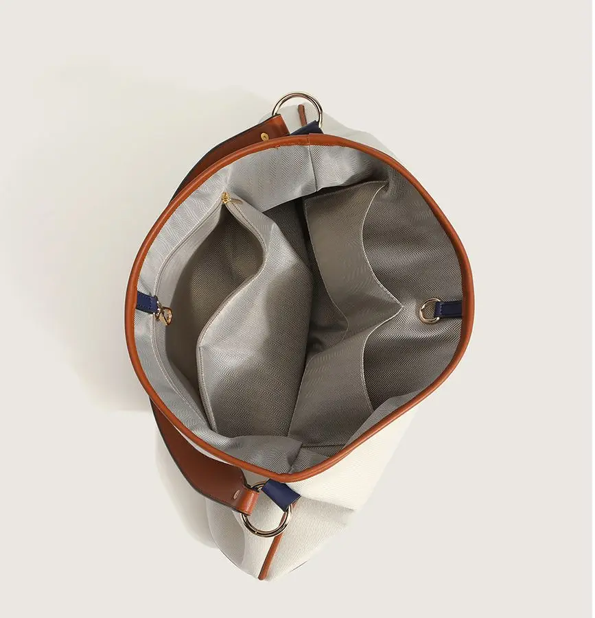 Women's Fashion Contrasting Colors Art Canvas Handbag Daily Commuter Lady Large Capacity Tote Single Shoulder Crossbody Bag