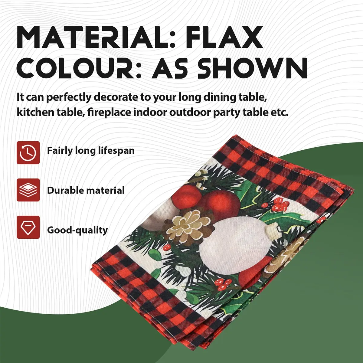 A79I الكتان الأحمر والأسود تحقق منقوشة عيد الميلاد الجدول عداء 72 بوصة طويلة الموسمية الشتاء عيد الميلاد الجدول الديكور #1