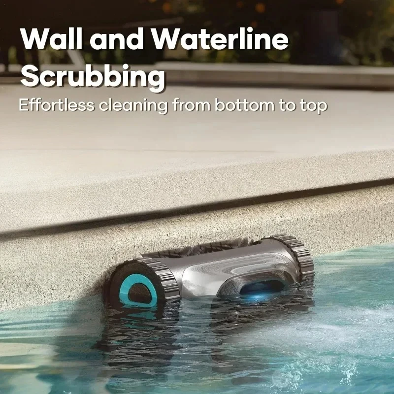 Robot nettoyeur de piscine sans fil, aspirateur de piscine pour piscines enterrées, livres muraux et Waterline