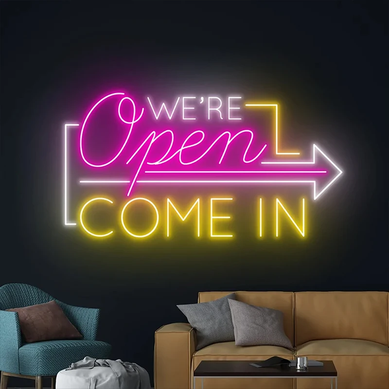 Custom Neon Sign Open LED Light, Open Neon Light, Room Wall Decor, Shop Open Neon Sign, We Are Led Lights Wall Art Best Gifts