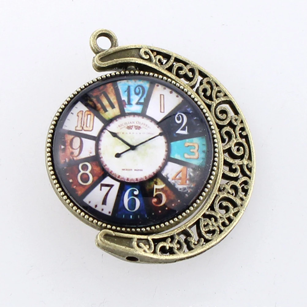 

10 Pcs Jewelry Accessories DIY Pendant Necklace Round Moon Sahped Women Handmade Rotating Double-sided Bottom