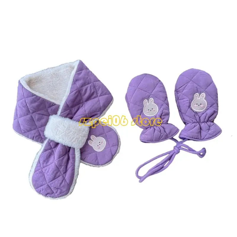 45BF 2 個幼児綿手袋とスカーフセット寒い天候用ジッパーデザインなし