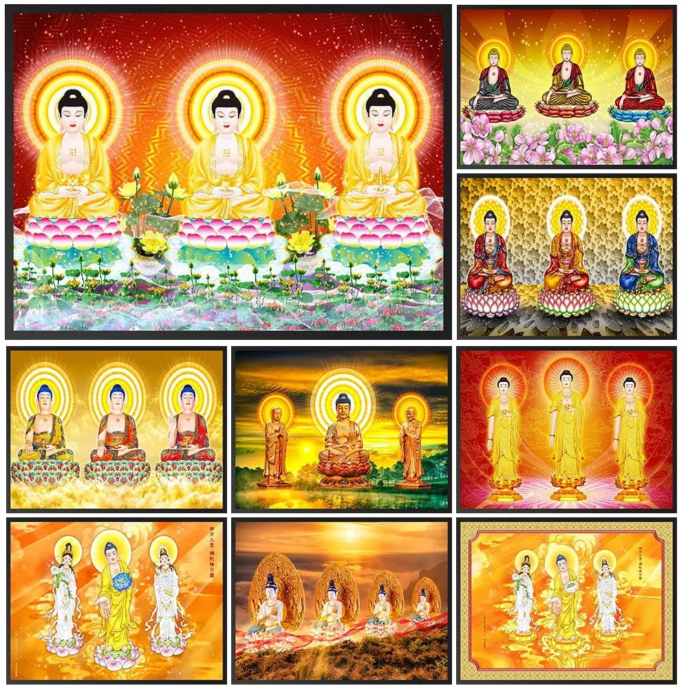 

Guanyin Bodhisattva Buddhism Sakyamuni Maitreya Buddha Poster Wall Pictures For Church Room Wall Art Canvas Painting Unframed