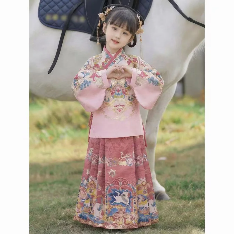 Chinese Hanfu imitates Ming Dynasty girls' casual horse face skirt set